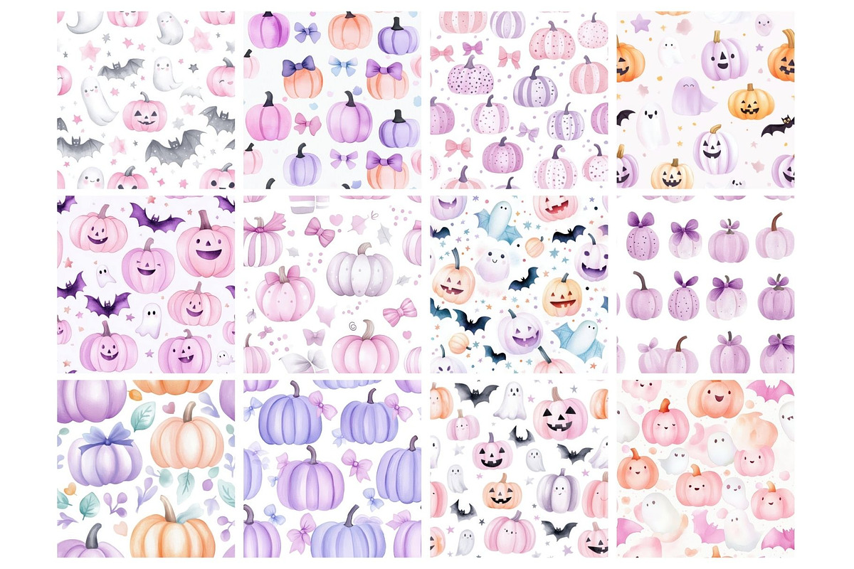 Cute Halloween Seamless Papers, an Illustration by Mashimara (Photo 2 of 6)