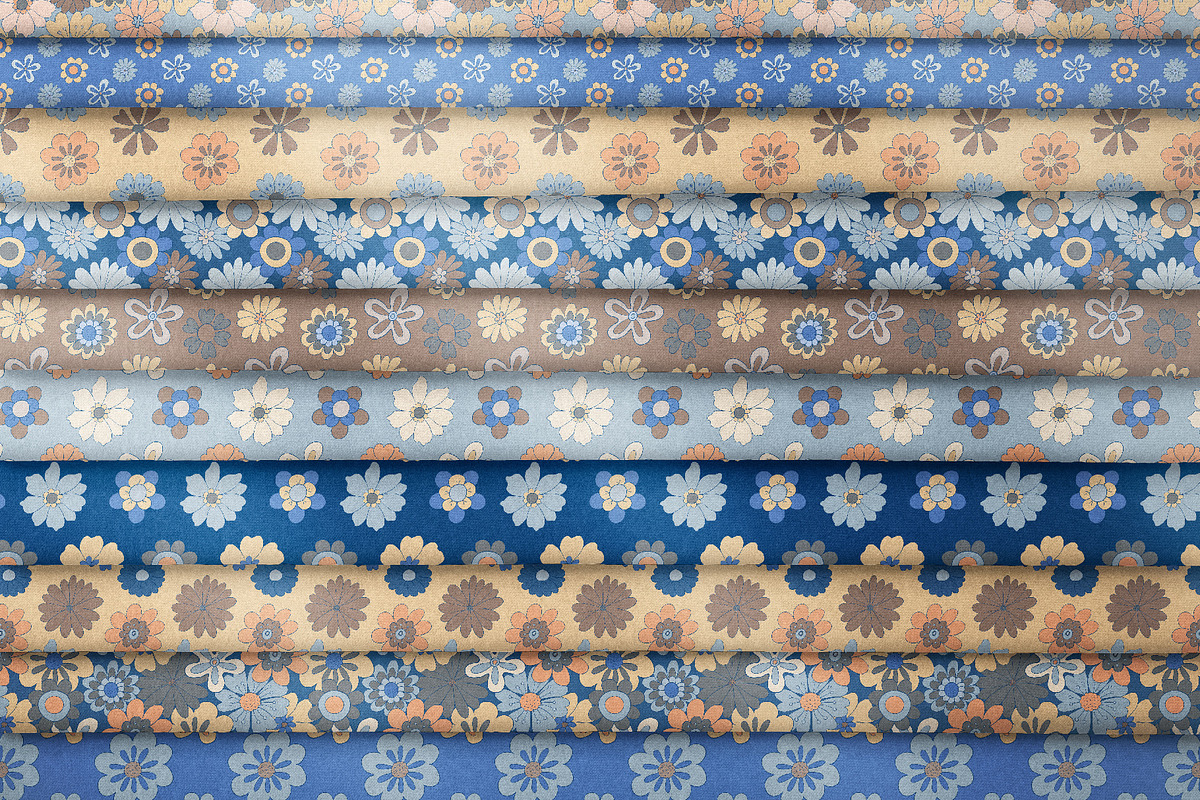 Trendy Retro Floral Patterns, a Pattern Graphic by Tiger and Flower (Photo 5 of 20)