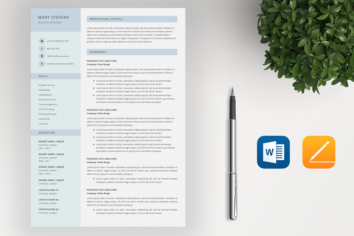 Resume / CV Template 4 Pages, a Resume Template by SalientResume (Photo 2 of 5)