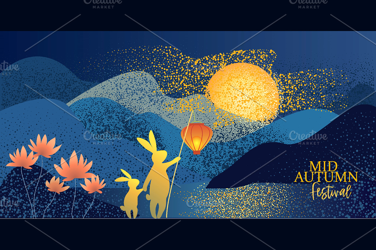 Mid Autumn Festival poster, a Seasonal Illustration by Valenty (Photo 2 of 3)