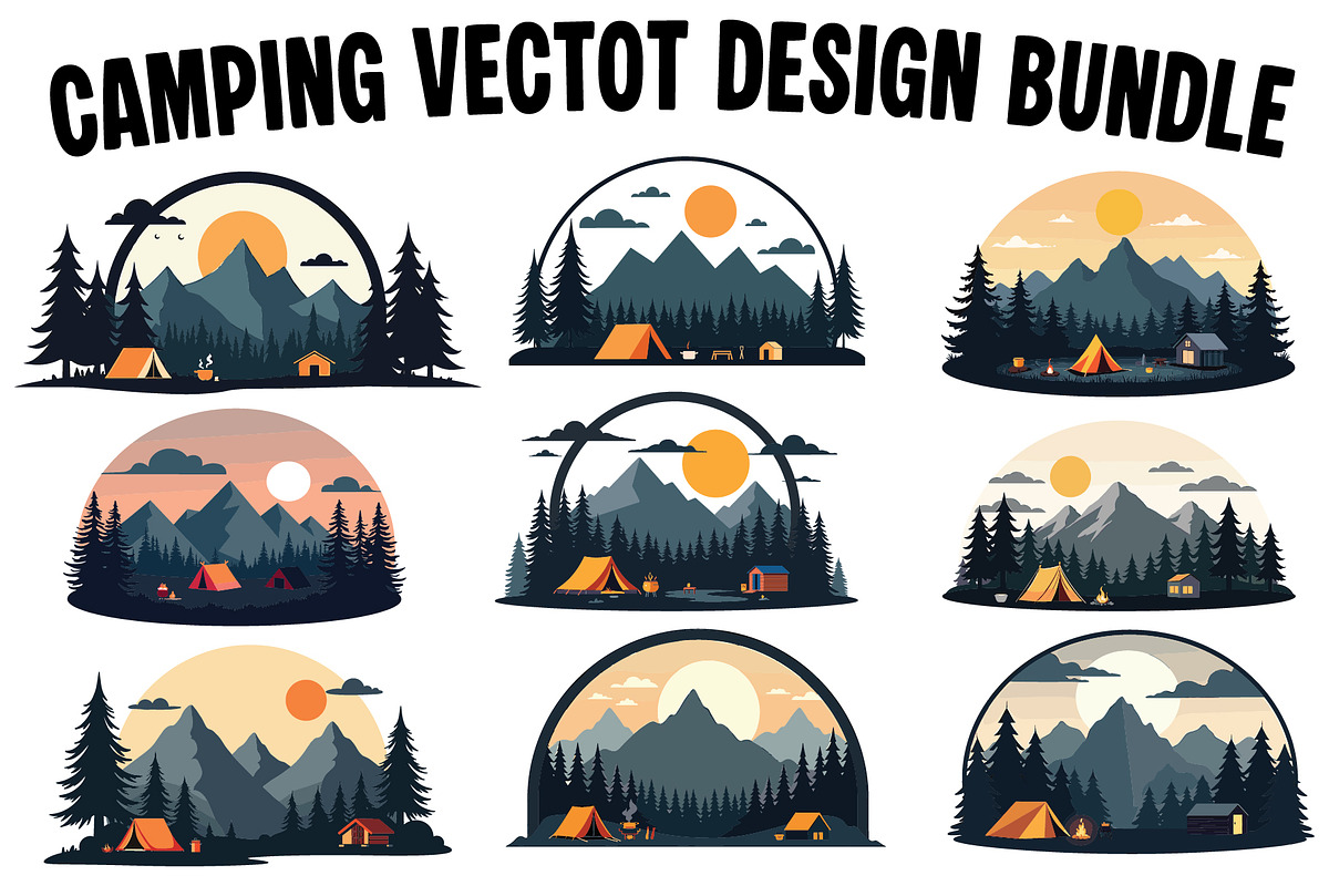 Camping Vector Design Bundle, an Illustration by Amazin_art