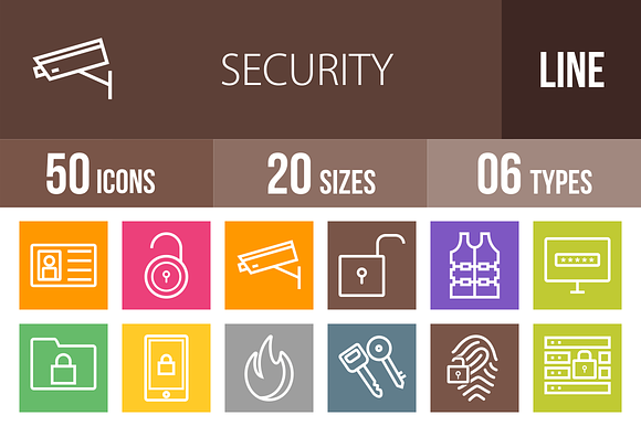 50 Security Line Multicolor Icons