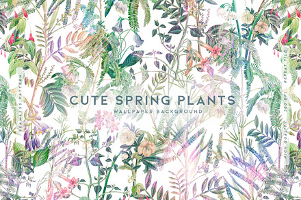 Cute Spring Plants, a Wallpaper Graphic by MalyskaStudio