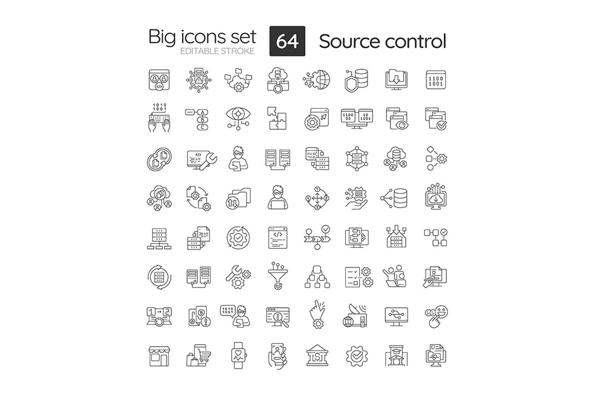 Source control linear icons set, an Icon by IMG Visuals