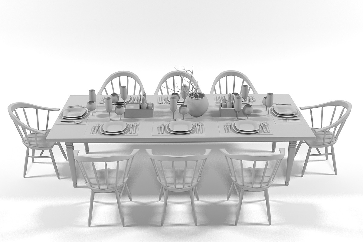Dining furniture set 1403, a Furniture 3D Model by inDahouze (Photo 7 of 10)
