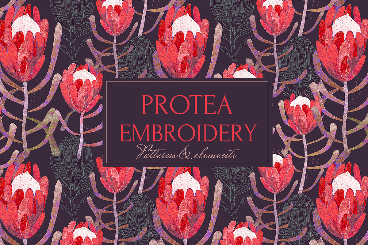 Protea Tropical Pattern, a Pattern Graphic by watercolor kamill (Photo 1 of 12)