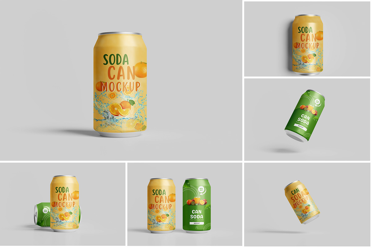 Soda Can Mockup, a Cups & Container Mockup by Indah (Photo 1 of 7)