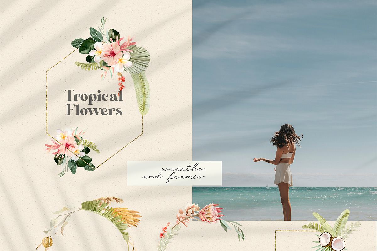 Tropical Flowers, Fruits and Leaves, a Decorative Illustration by Julia M. Watercolor (Photo 6 of 14)