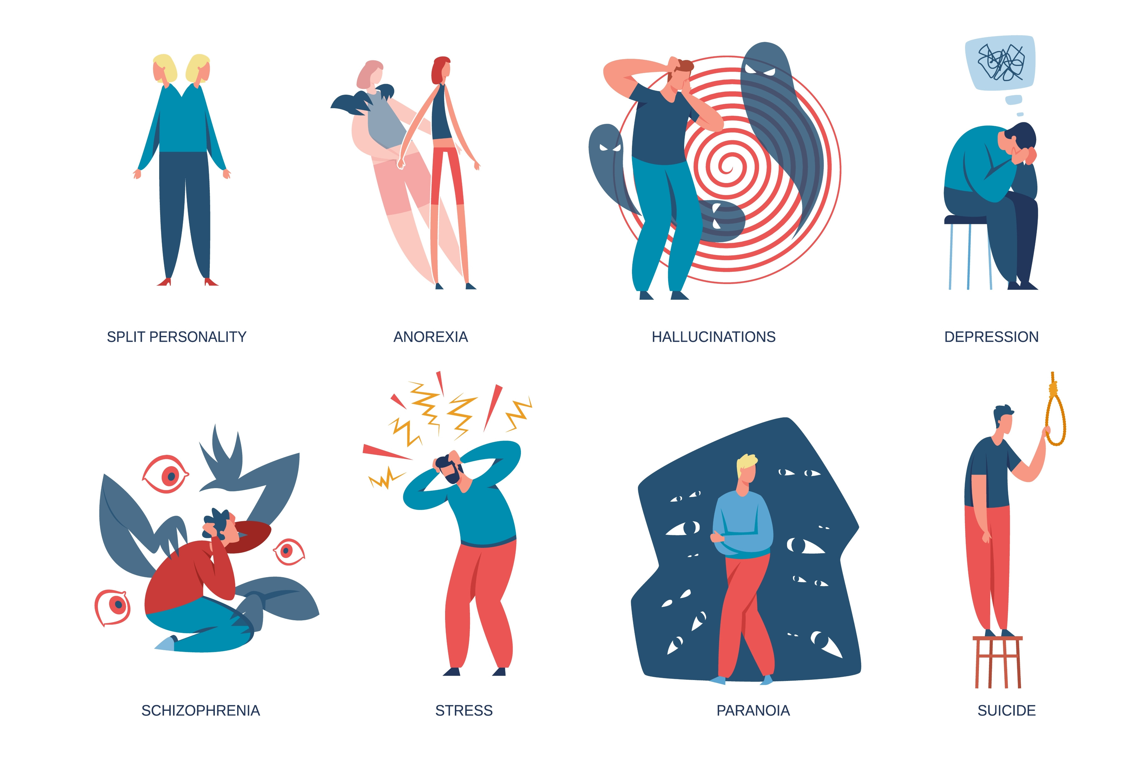 People living with mental disorders, a Healthcare Illustration by ...