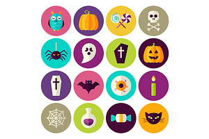 Halloween Scary Vector Flat Icons