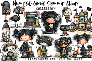 Whimsical Gothic Summer Clipart PNG, an Illustration by OK Design