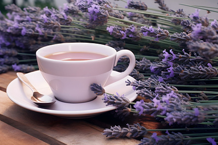 Lavender latte coffee, a Food & Drink Photo by Mashimara