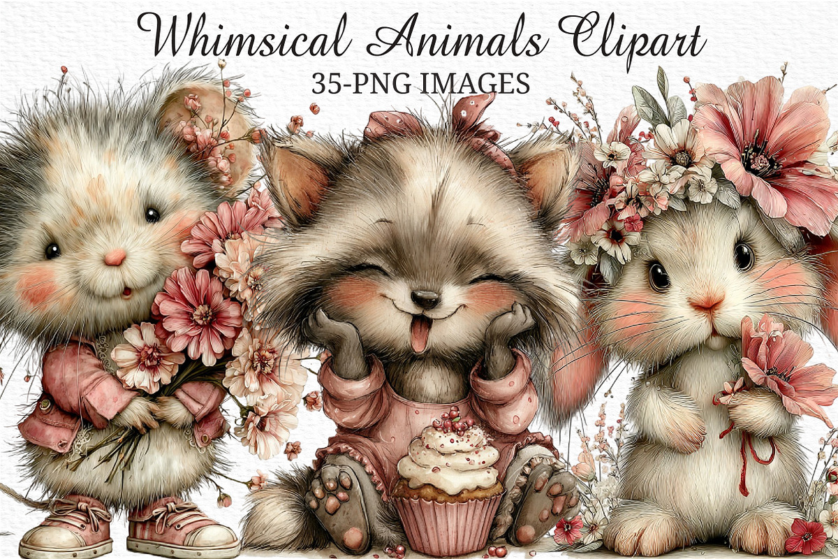 Whimsical Animals Clipart, an Illustration by Craft Nest (Photo 1 of 11)
