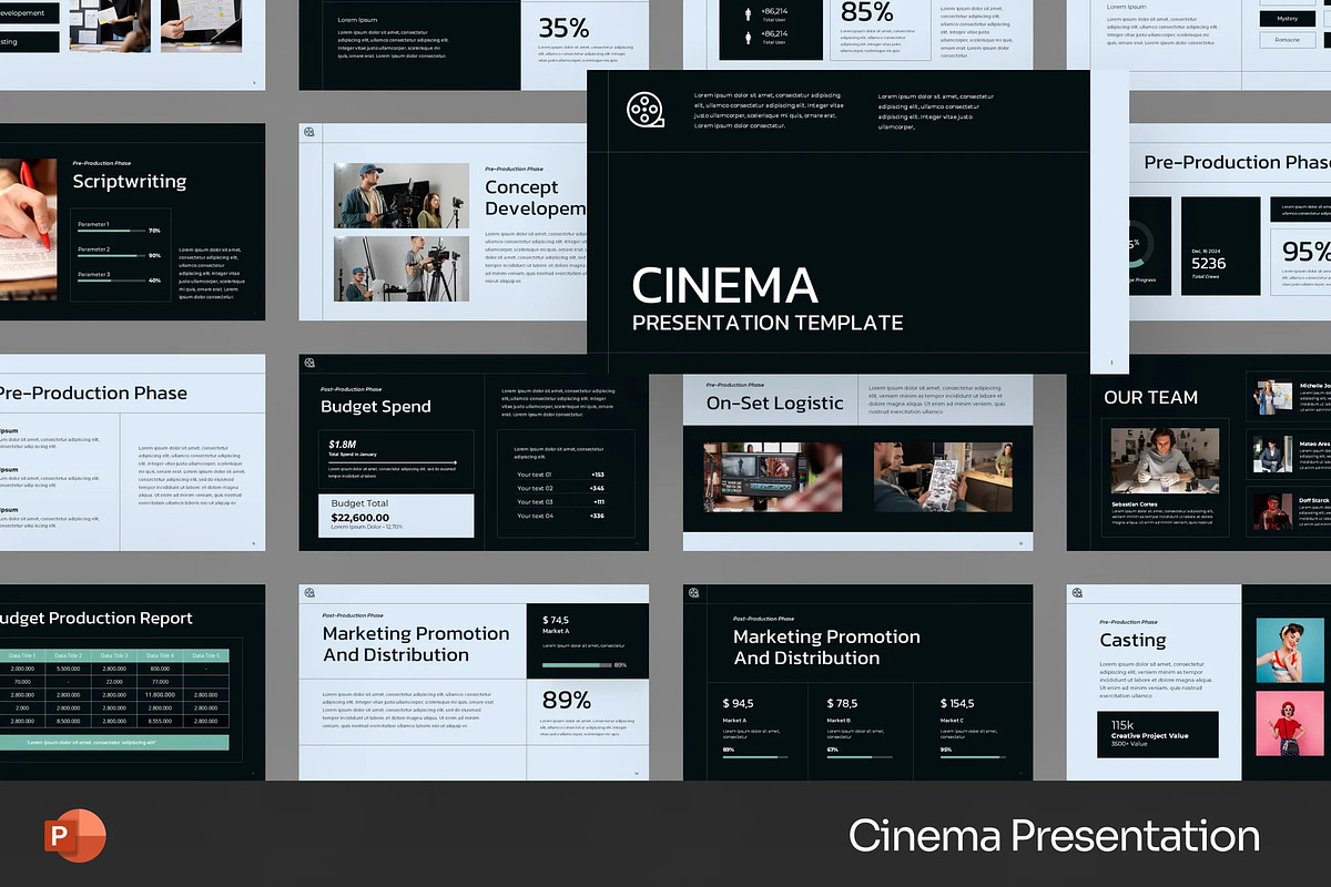 Cinema Movie Powerpoint Templates, a Presentation Template by Fit-tee (Photo 1 of 2)