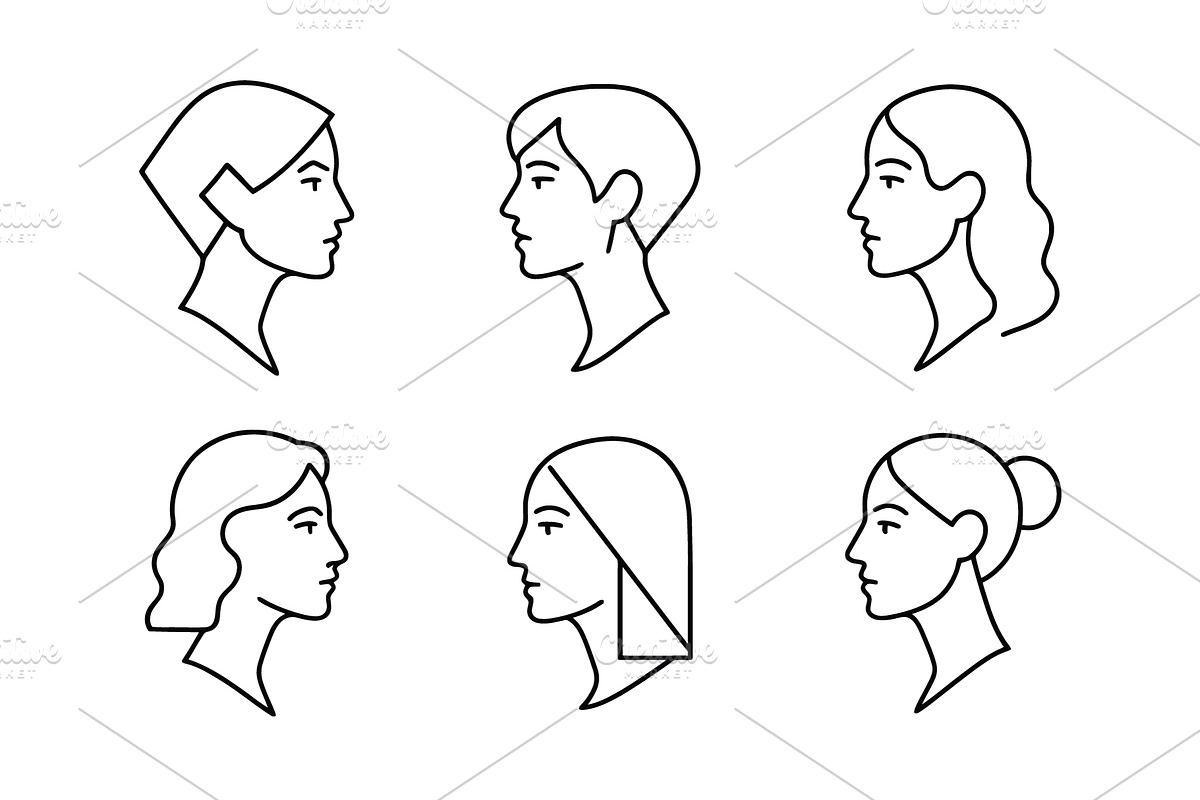 Minimalist Women Face Icons, an Outline Icon by Vectorium Studio (Photo 2 of 2)