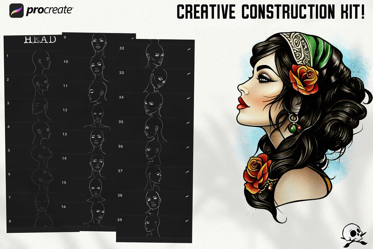 Procreate / Neo-traditional Ladies, a Brush Add-On by Studio.Valhalla (Photo 5 of 11)