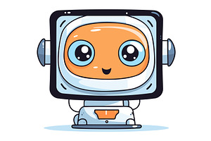 Cute orange astronaut robot cartoon, a Technology Illustration by Vectorstockersland