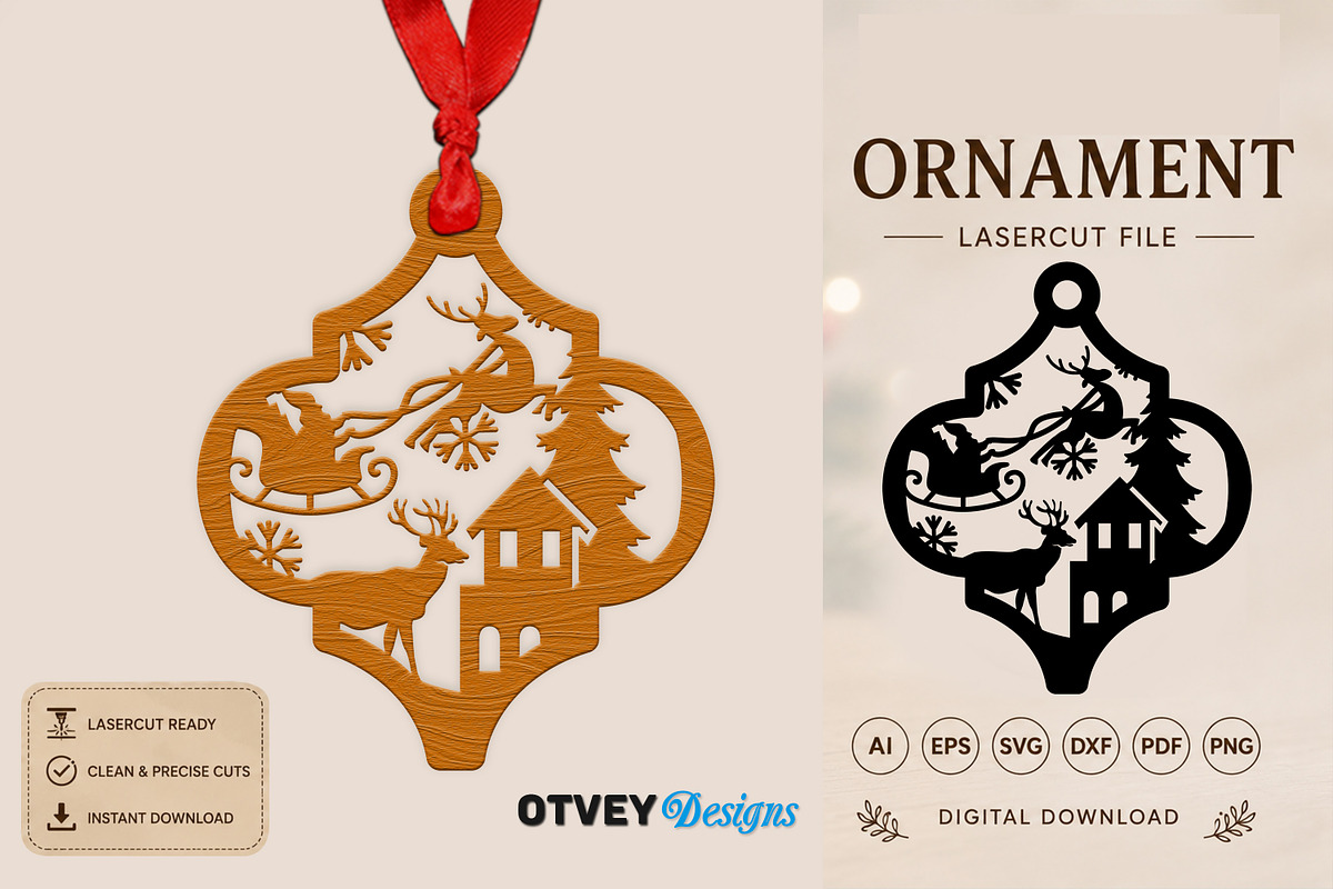Christmas Scene Ornaments, a Decorative Illustration by OTVEY DESIGN (Photo 8 of 9)