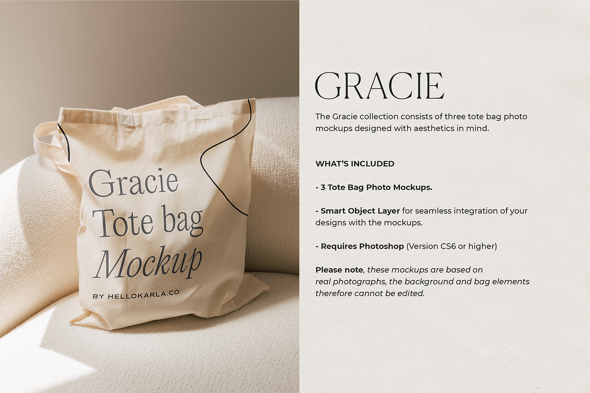 Aesthetic Tote Bag Mockups - Gracie, a Packaging Mockup by HelloKarla (Photo 2 of 5)