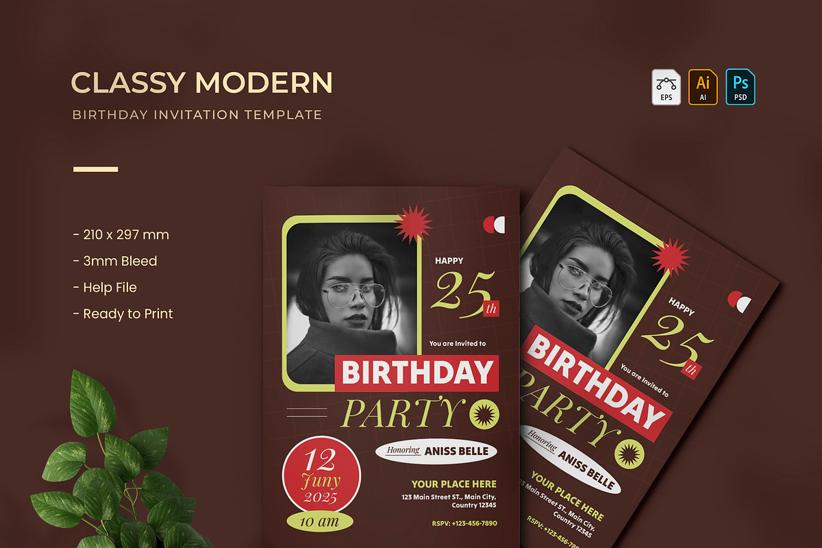 Classy Brown - Birthday Invitation, a Print Template by VUNIRA (Photo 1 of 2)
