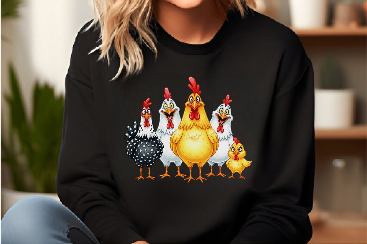 Funny Chickens Clipart PNG, an Illustration by DreamCafeArt (Photo 2 of 6)
