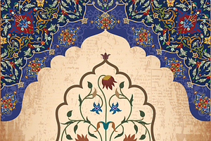 Mughal Floral Arch Illustration