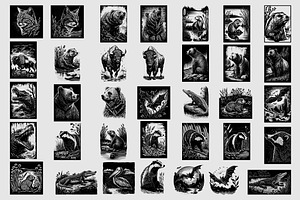 130 American Animals Illustrations