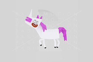 3d Illustration. White Unicorn.