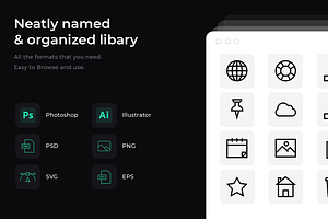 50 User interface icons, an Outline Icon by Wencory