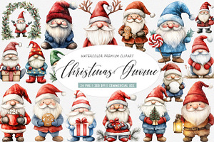 Christmas Gnome Sublimation Clipart, an Illustration by SinaCreation