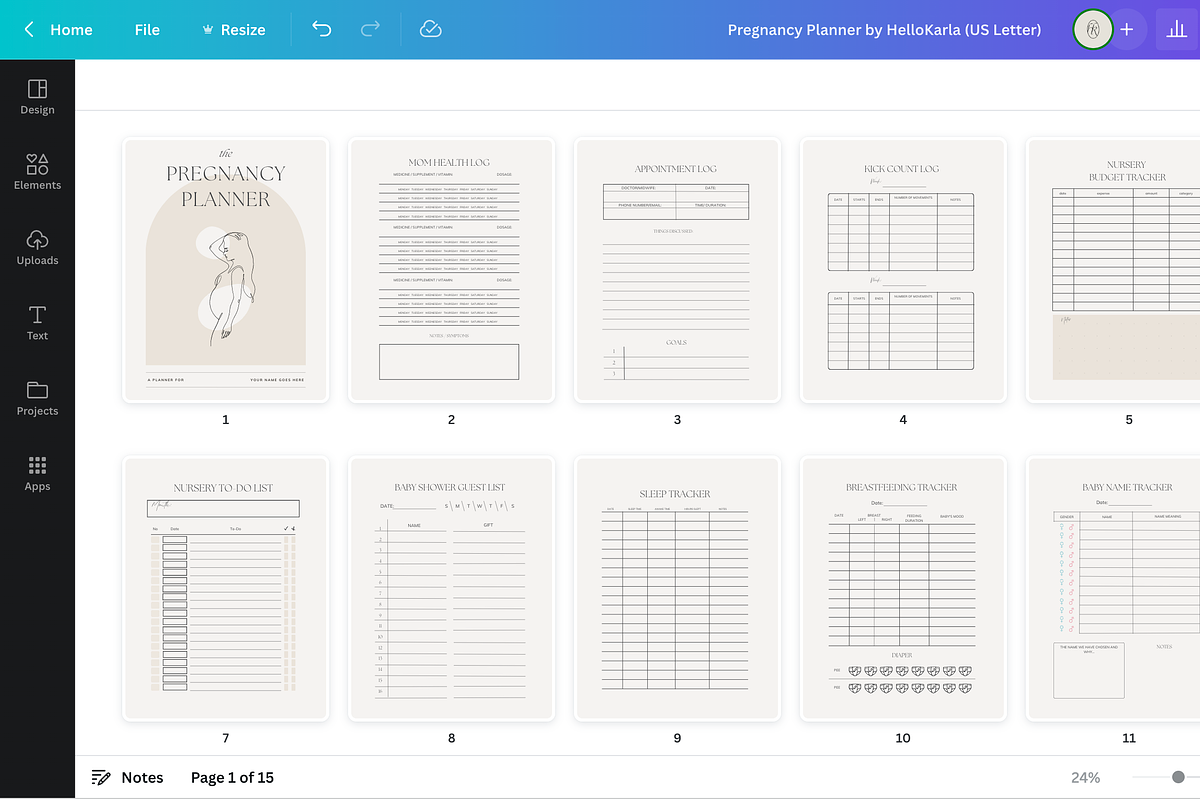 Pregnancy Planner Canva Template, a Presentation Template by HelloKarla (Photo 7 of 7)