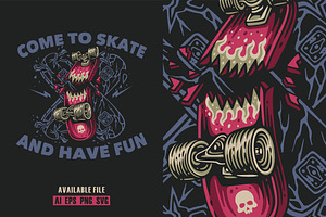 Come To Skate Vector Illustration