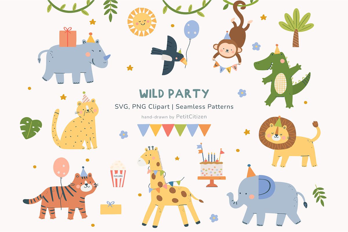 Wild Birthday Party Animals, an Animal Illustration by Petit Citizen Design (Photo 1 of 8)