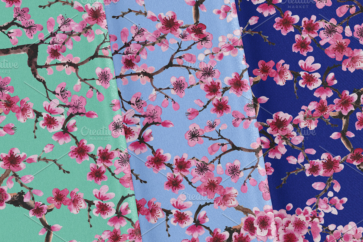 Sakura Branches (Seamless Patterns), a Pattern Graphic by Sveta Aho (Photo 5 of 6)