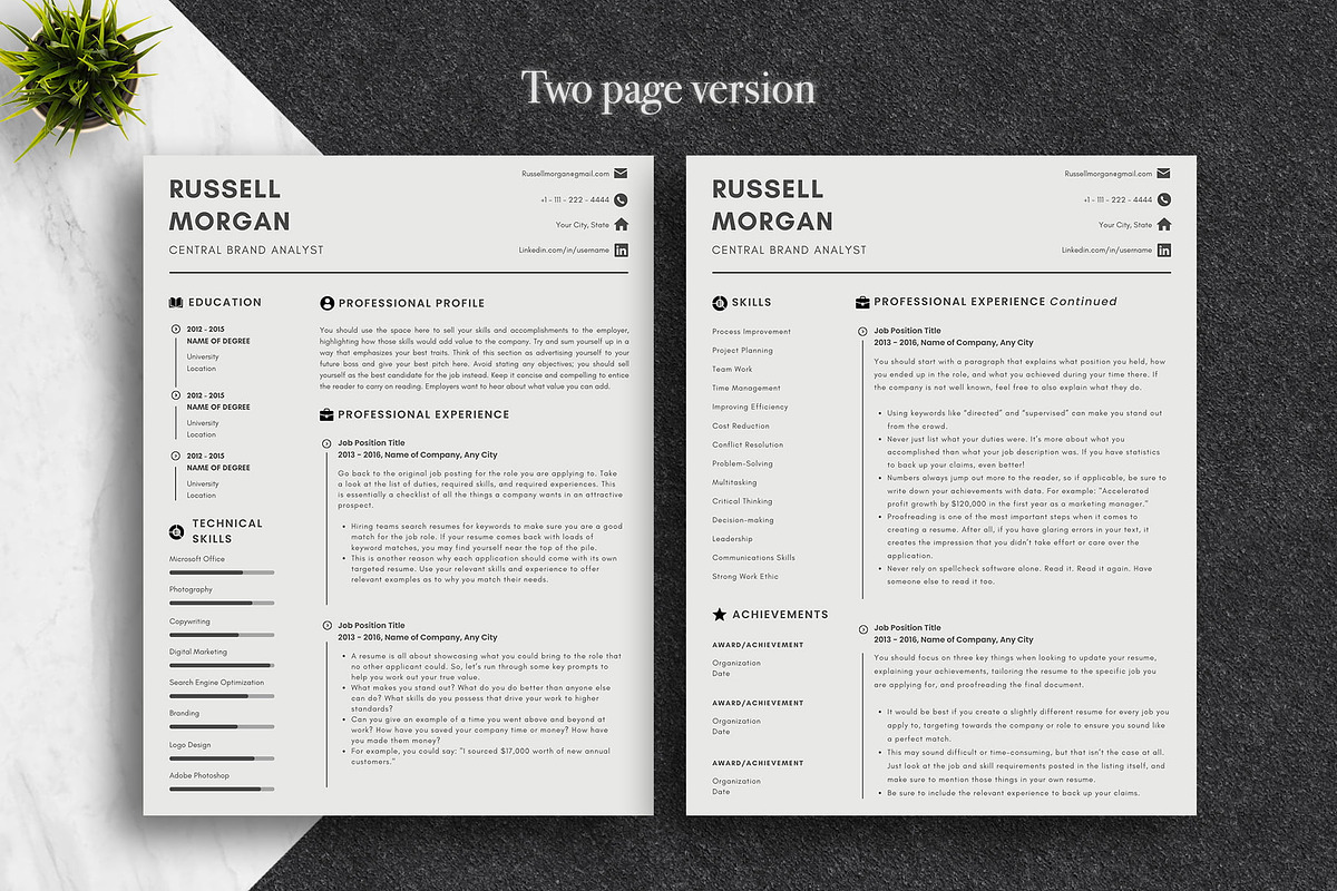 Neat Modern CV Template Pack | Canva, a Resume Template by Lux Resume (Photo 2 of 9)