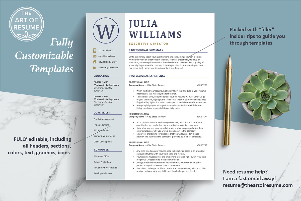 Executive Resume CV Template, a Resume Template by The Art of Resume (Photo 3 of 8)
