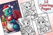 Christmas Dragon Coloring Pages, an Animal Illustration by Catchy Ideaz (Thumbnail 1 of 3)
