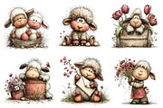 Whimsical Easter Sheep Clipart, an Illustration by CreationArt (Thumbnail 3 of 6)