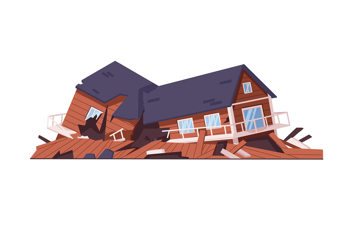 Broken ruined house buildings set, an Object Illustration by Good Studio (Photo 9 of 14)