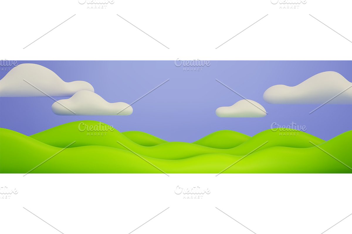3D background with green hills and, a Texture Illustration by art PVP - market