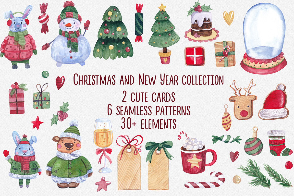 Christmas watercolor collection, an Illustration by martynmarin (Photo 2 of 2)