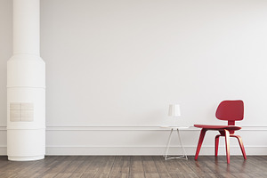 Red chair in the white room