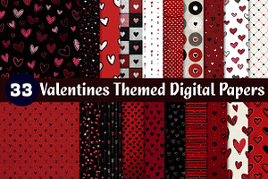 valentines themed digital papers, an Illustration by CreationArt