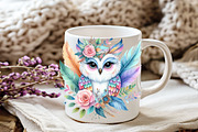 Boho Owl Sublimation Clipart, an Illustration by Watercolor design (Thumbnail 2 of 5)