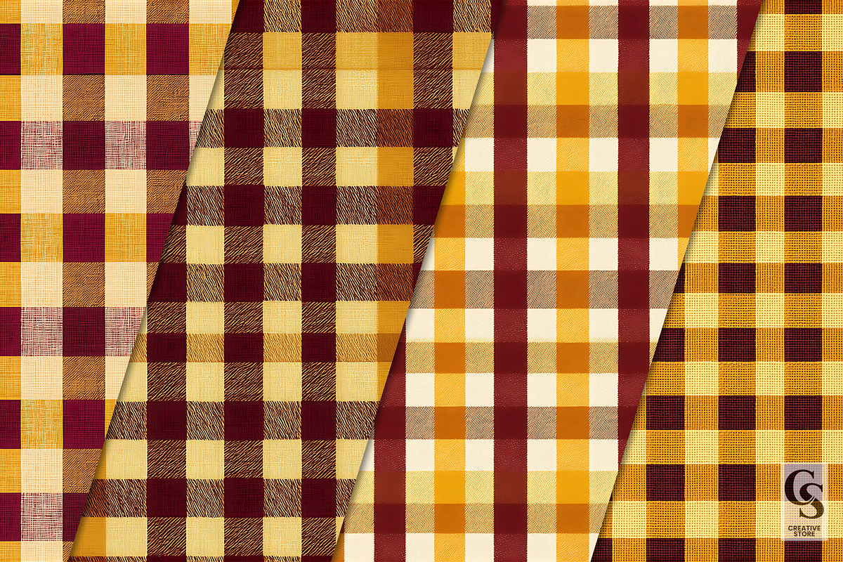 Yellow & Burgundy Plaid Patterns, a Pattern Graphic by Creative Store (Photo 2 of 5)