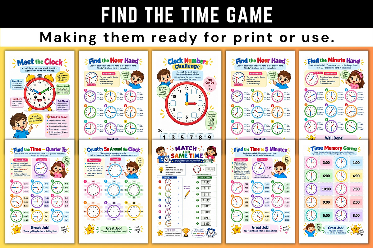 Find the Time Game, a Stationery Template by Designmela01 (Photo 2 of 6)