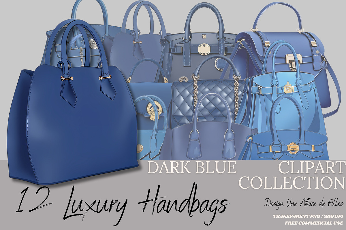 Luxury Handbags Clipart - Dark Blue, an Object Illustration by Une Affaire de Filles (Photo 1 of 5)