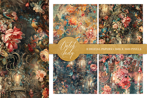 Seamless Rococo Flower Patterns