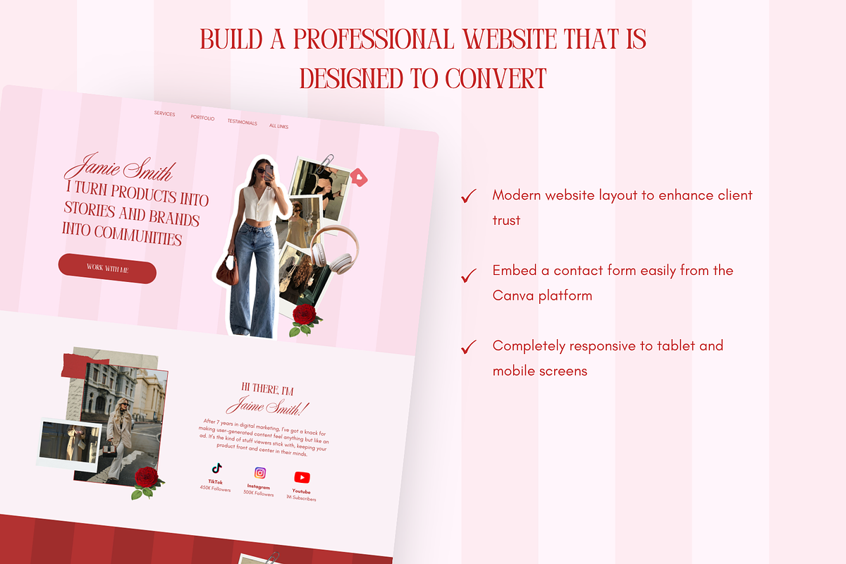 UGC Portfolio Canva Website Template, a Landing Page Template by GlamWebDesigns (Photo 3 of 8)