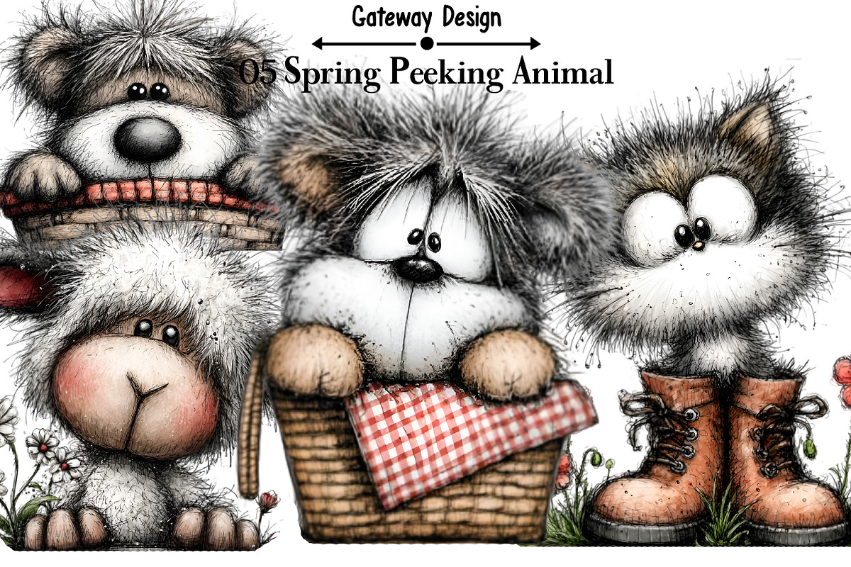 Spring Peeking Animal Clipart, an Illustration by GatewayDesign (Photo 3 of 3)